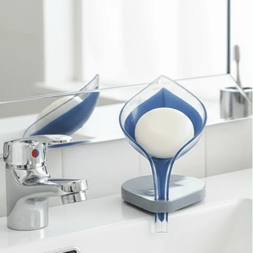 Soap Holder with Drain, Leaf Design Soap Dish for Bathroom and Kitchen Sink, Bathroom Soap Holder for Guest Toilet