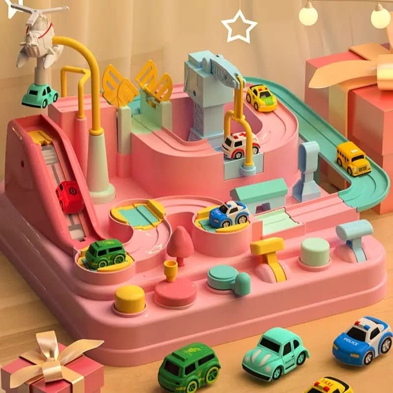 Toy Town Playset with 4 Cars and Helicopter, Toy Train, Toy Crane, Role Play Toys for Small World Play_02