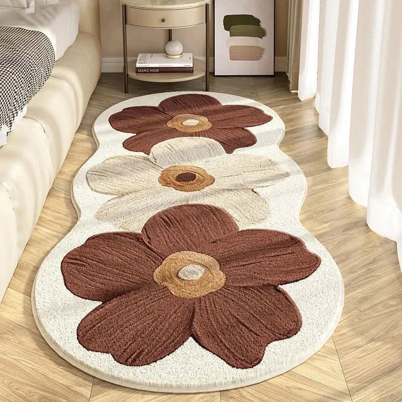 Washable Rug for Bedroom, Floral Runner Rug with Non Slip Backing, Soft Kids Rug for Girls Room and Bedside_05
