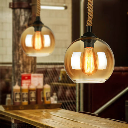 HempCraft | Rustic Elegant Glass Globe Kitchen Pendant Lighting 4