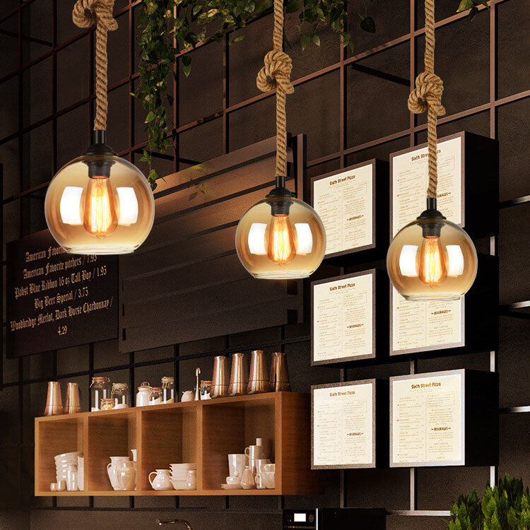 HempCraft | Rustic Elegant Glass Globe Kitchen Pendant Lighting 5