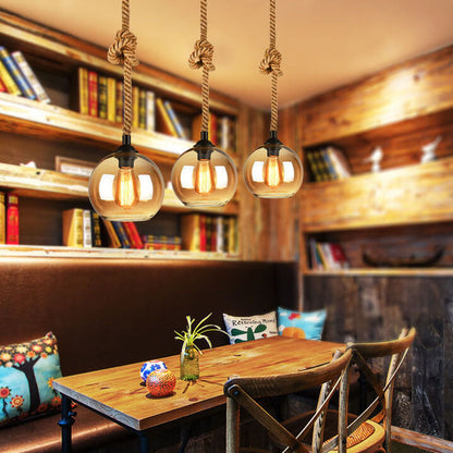 HempCraft | Rustic Elegant Glass Globe Kitchen Pendant Lighting 6