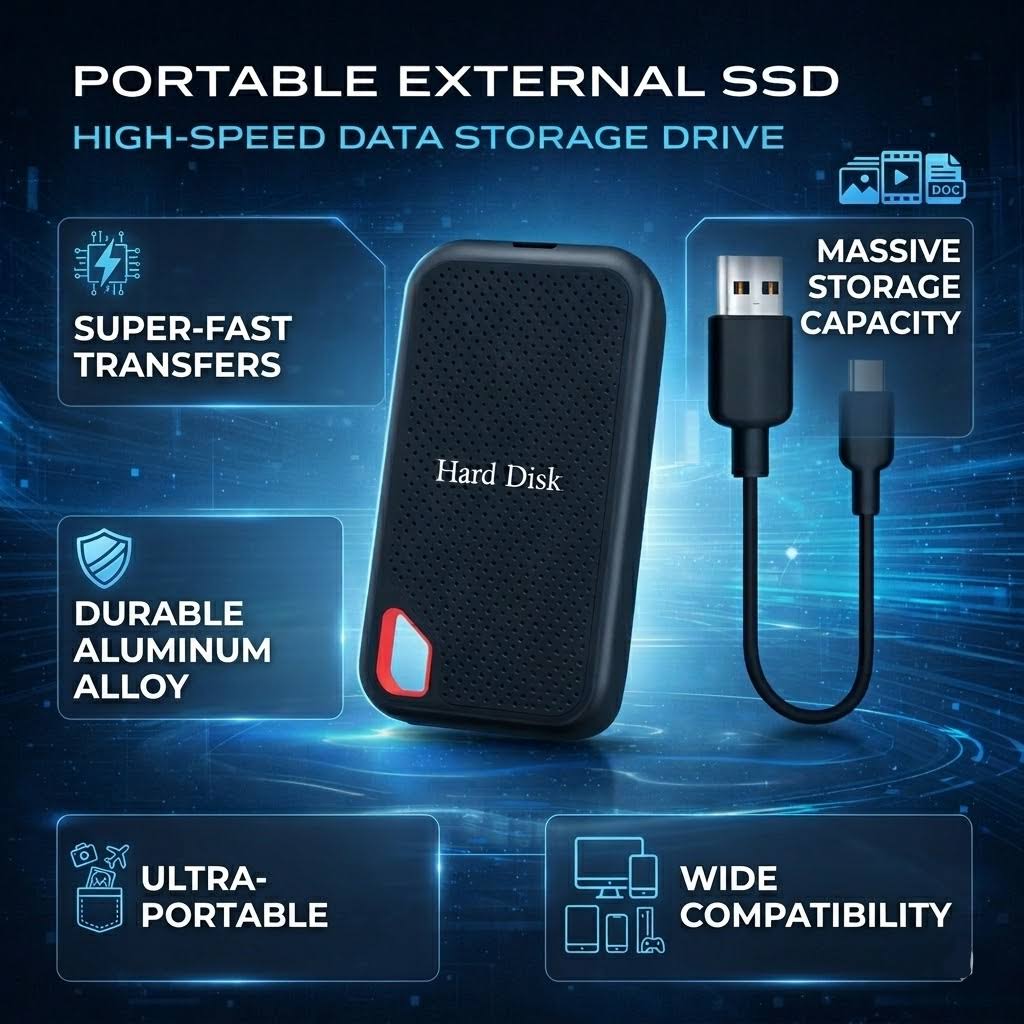 High-Speed Portable SSD External Hard Drive with Massive Storage Capacity | Ideal for Secure File Transfer 3