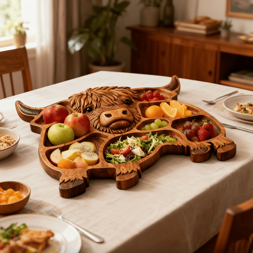 Charcuterie Board with Cow Motif