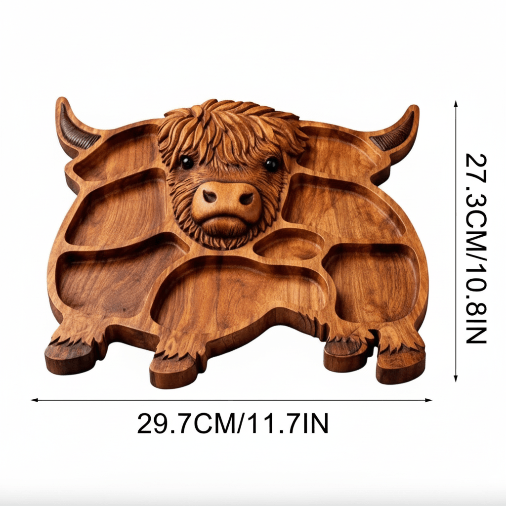 Wooden Cheese Board for Sausage and Snacks, Charcuterie Board with Cow Motif – image 7