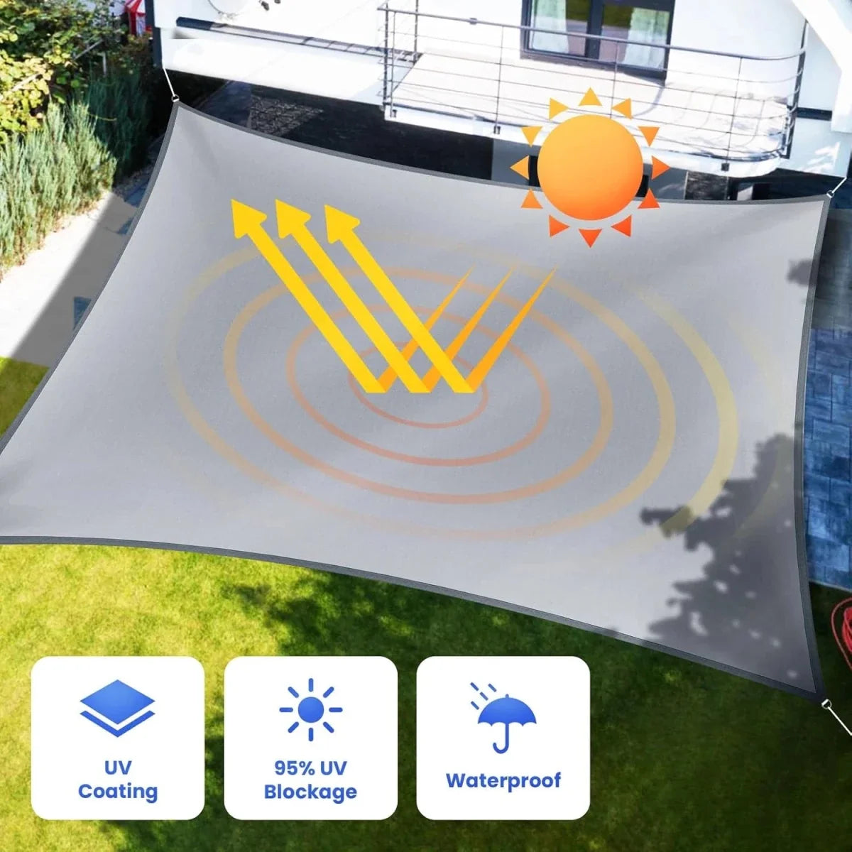 Sun Shade Sail with UV Protection, Garden Shade Sail for Terrace and Pergola, Rectangular Sun Sail for Balcony_05