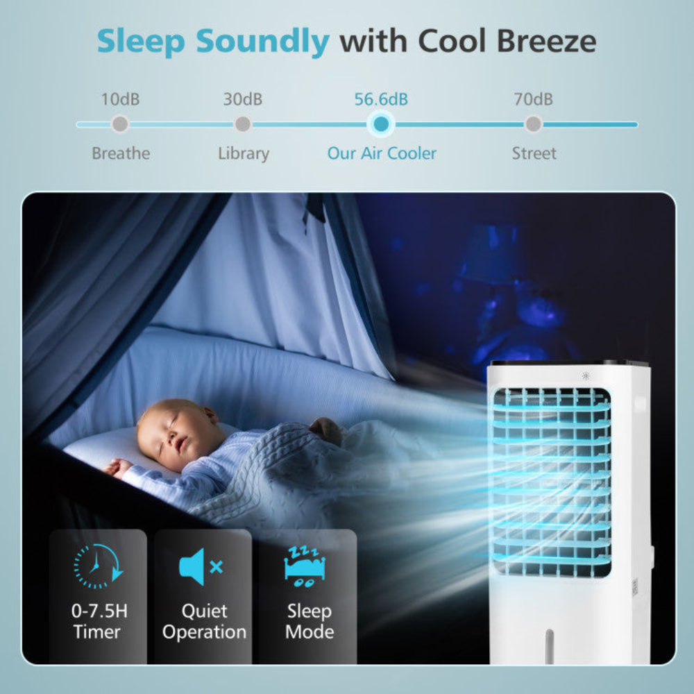 Home Comfort | Portable Air Cooler with 12L Water Tank & Custom Airflow | 4-in-1 Evaporative Cooler for Versatile Cooling 4