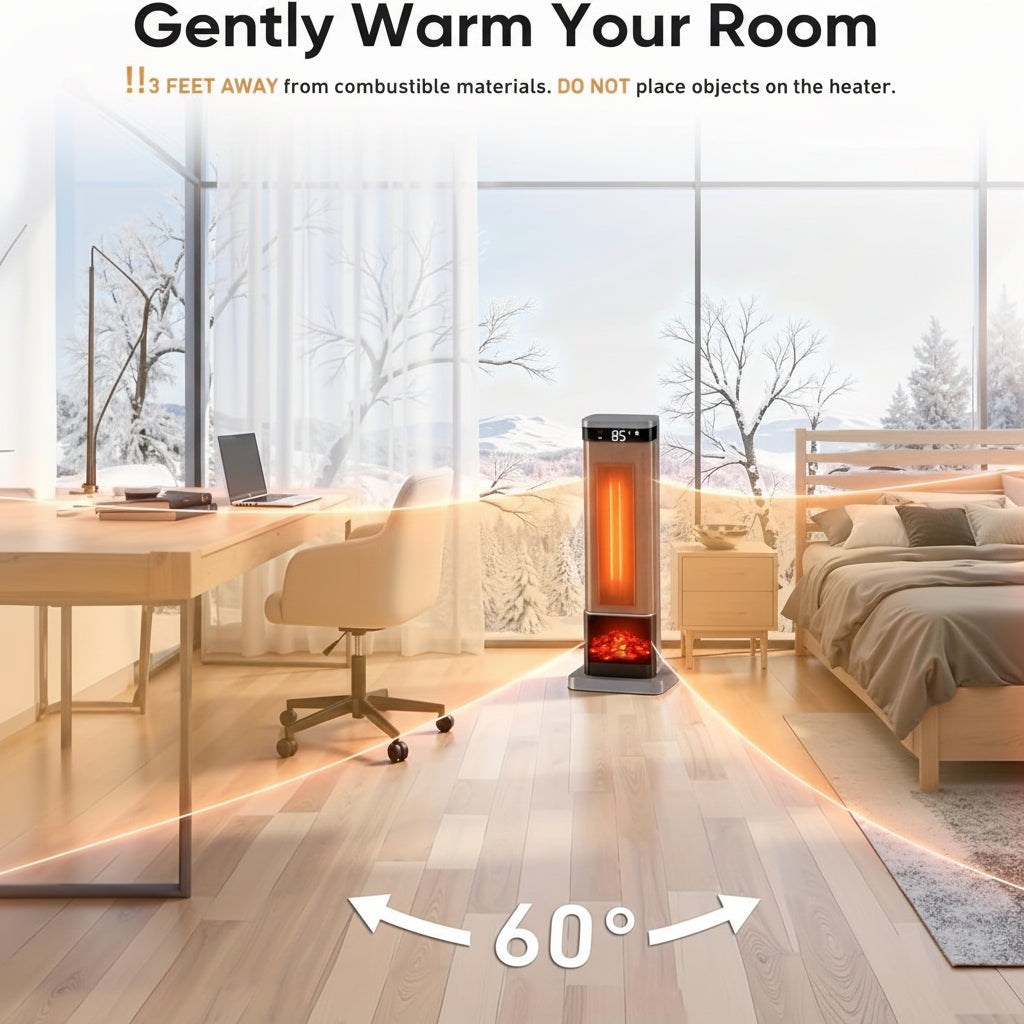 Home Comfort | Portable Electric Space Heater with Remote Control | Fast Heating for Small Rooms 5