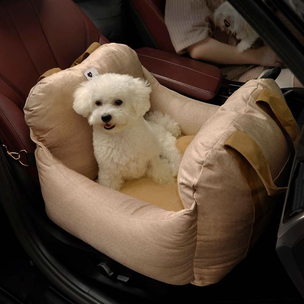 Dog Car Seat with Safety Belt, Dog Bed for Car with Non Slip Base, Dog Travel Bed with Washable Cushion_02