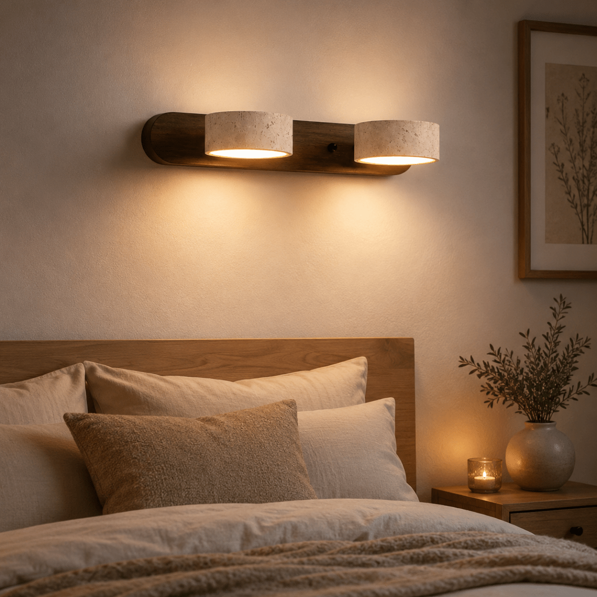 Living Room Wall Light, LED Wall Light in Walnut Wood, Modern Indoor Wall Lamp for Bedroom and Hallway