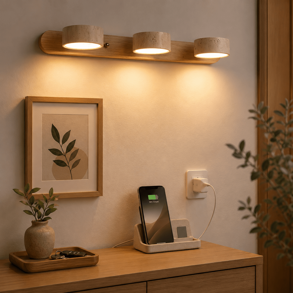 Living Room Wall Light, LED Wall Light in Walnut Wood, Modern Indoor Wall Lamp for Bedroom and Hallway_03