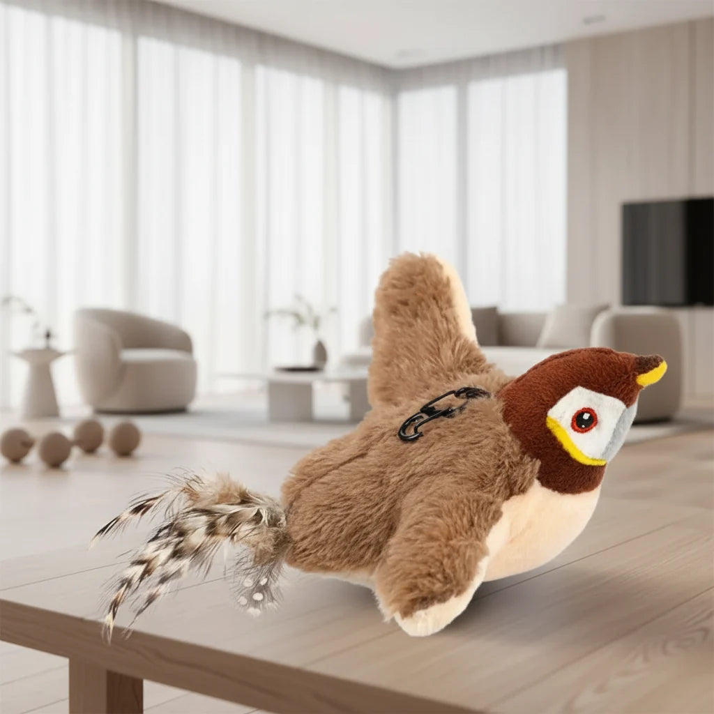 Interactive Cat Toys for Indoor Cats, Rechargeable Plush Cat Toy with Realistic Movement, Cat Plush in Bird Designs