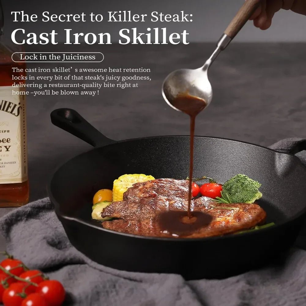 Cast Iron Pan, Cast Iron Skillet for Oven and Campfire, Induction Pan for Searing Steak, Heavy Duty Frying Pan_03