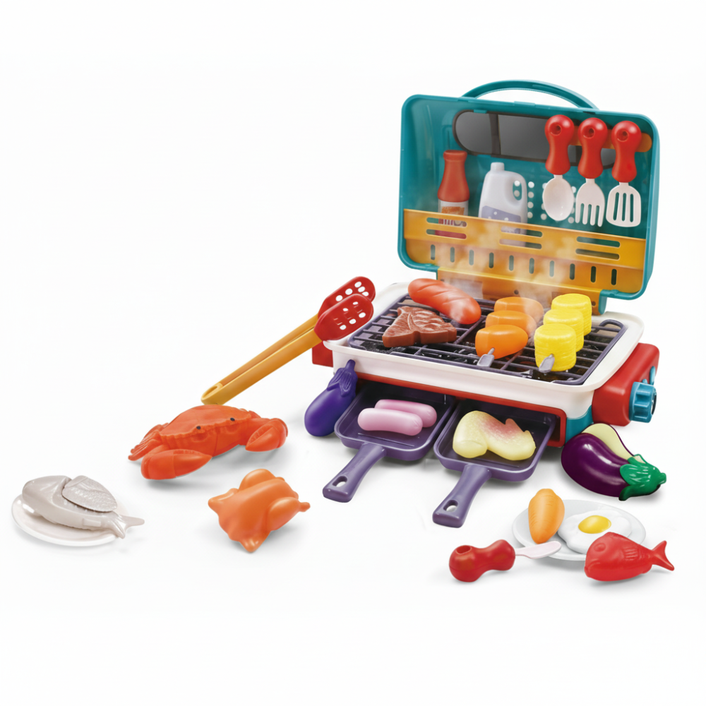 Imaginative Play | Kids BBQ Grill Set with Color Changing Food & Smoke Effect | Safe Role-Play for Young Grillers 2
