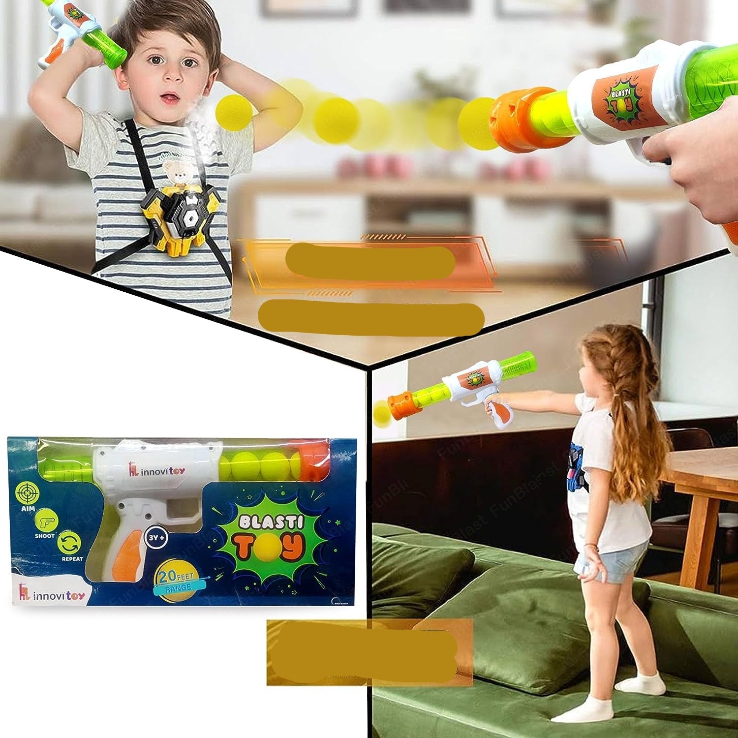 Interactive Air Pressure Shooting Game | Safe Fun with 5 Soft Foam Balls for Indoor & Outdoor Play