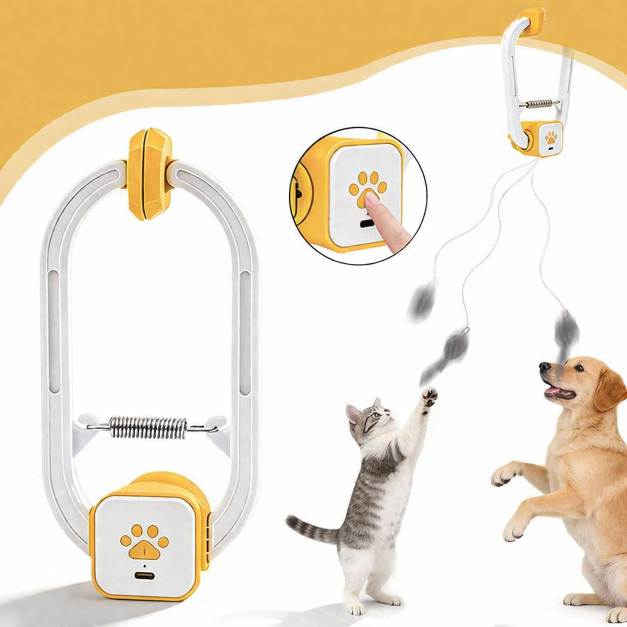 Interactive Cat Toy | USB Rechargeable Teaser with Retractable String | Engaging Play for Cats