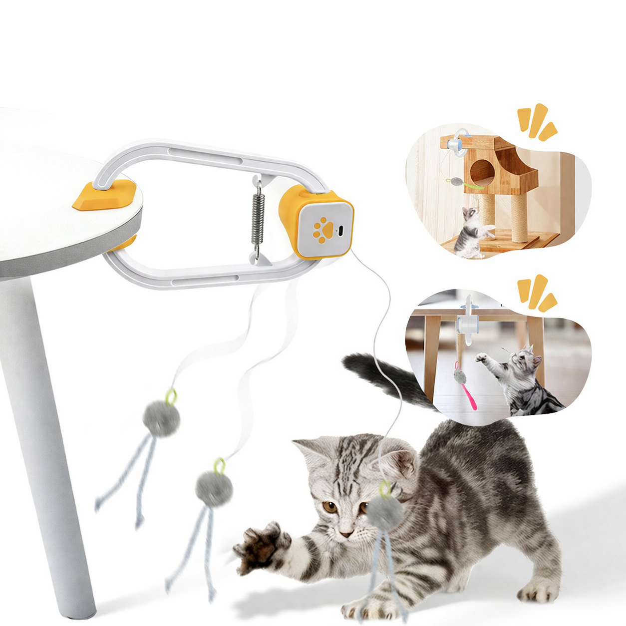 Interactive Cat Toy | USB Rechargeable Teaser with Retractable String | Engaging Play for Cats 1