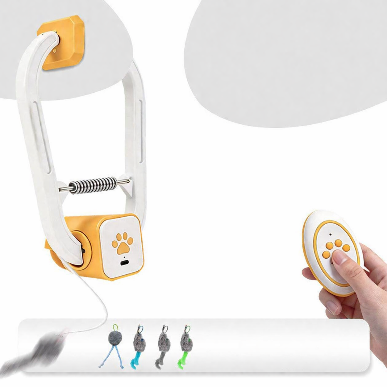 Interactive Cat Toy | USB Rechargeable Teaser with Retractable String | Engaging Play for Cats 2