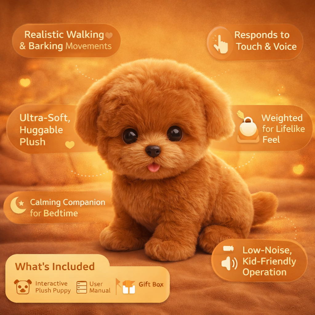 Interactive Plush Puppy Toy with Walking & Barking Features | Engaging Companion for Kids 3