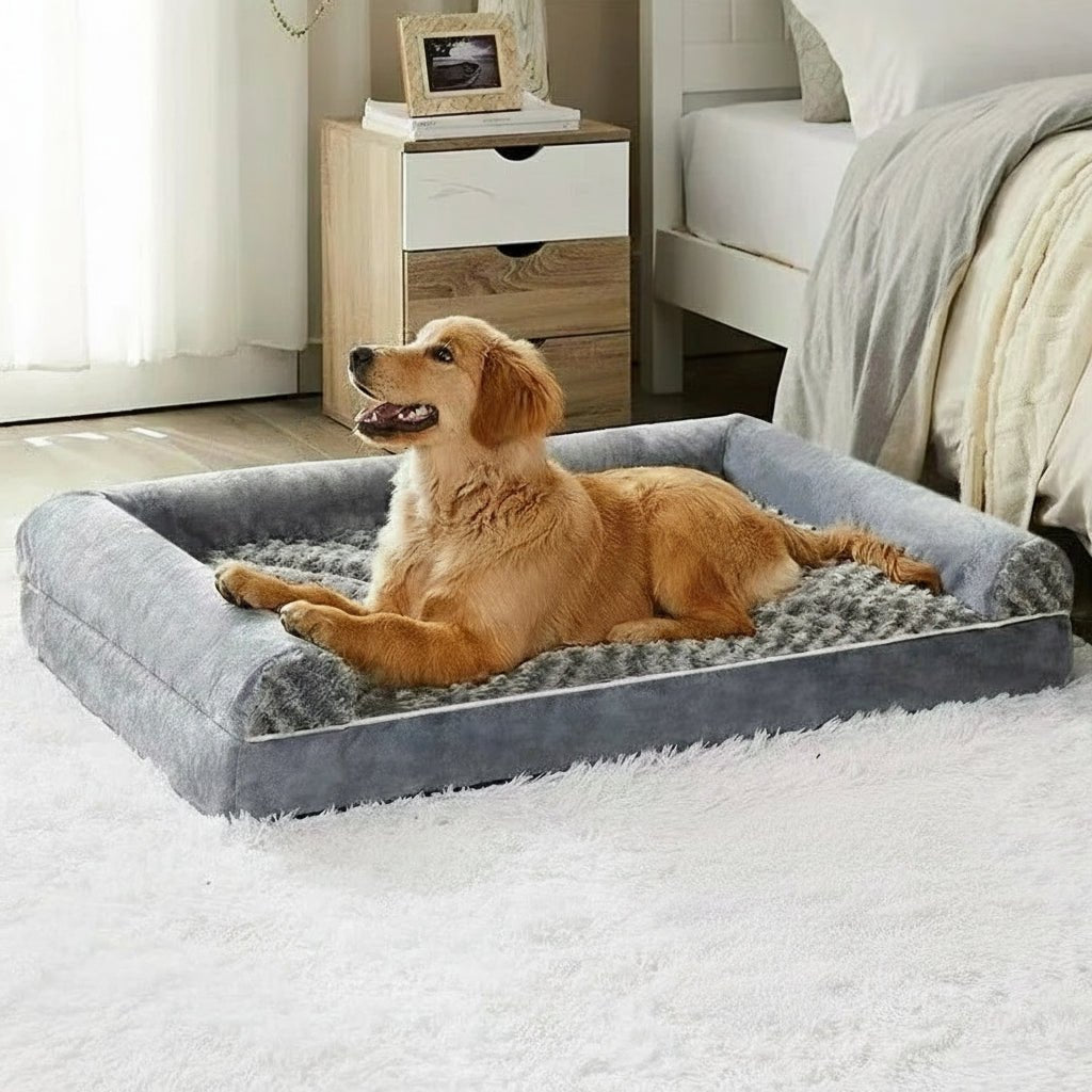 Dog Bed for Large Dogs, Orthopaedic Corner Dog Bed with Egg Crate Foam