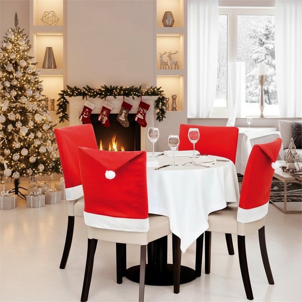 Christmas Chair Covers Set of 2, Santa Hat Dining Chair Covers