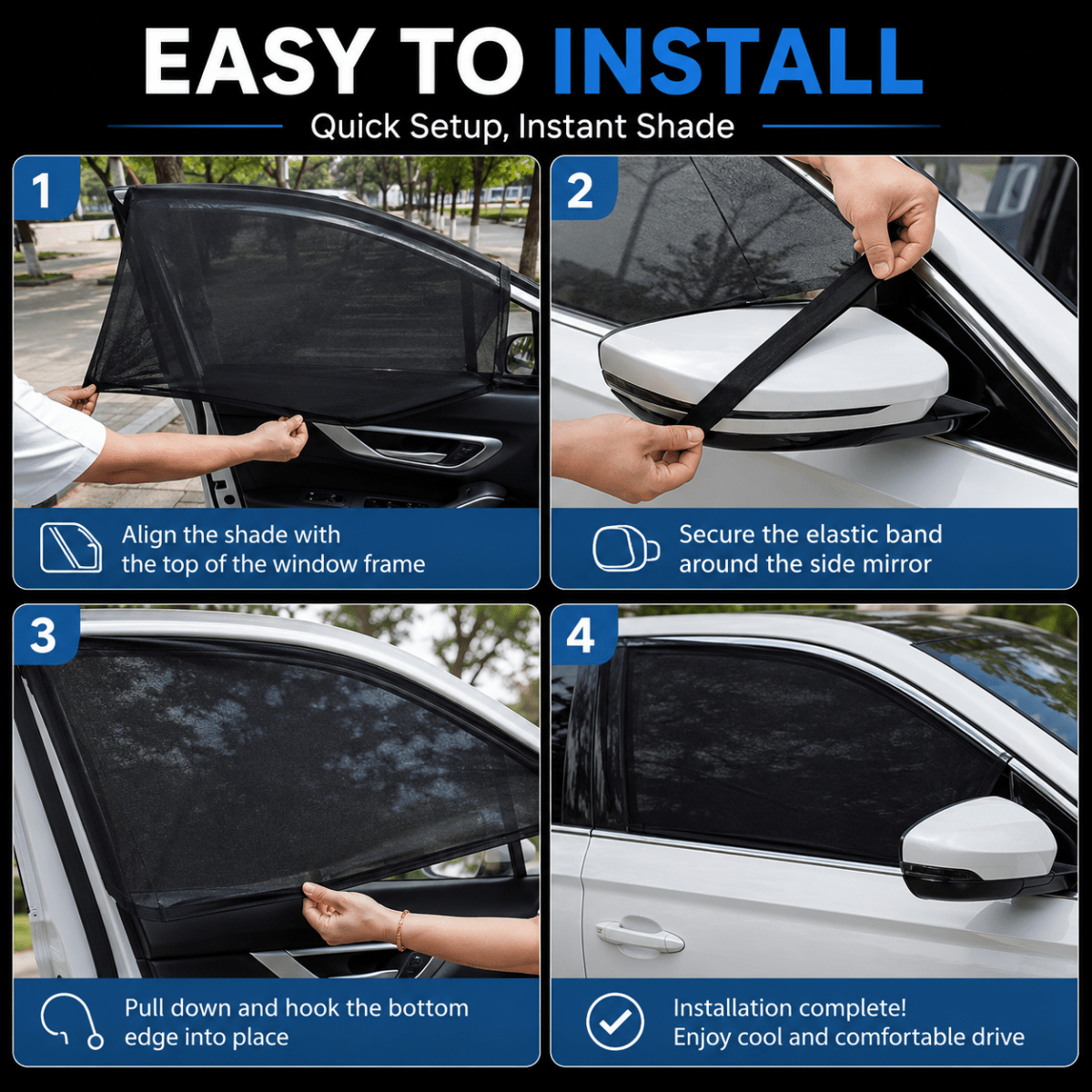 Car Window Cover 2 Pack, Front Window Sunshade with Insect Protection – image 8