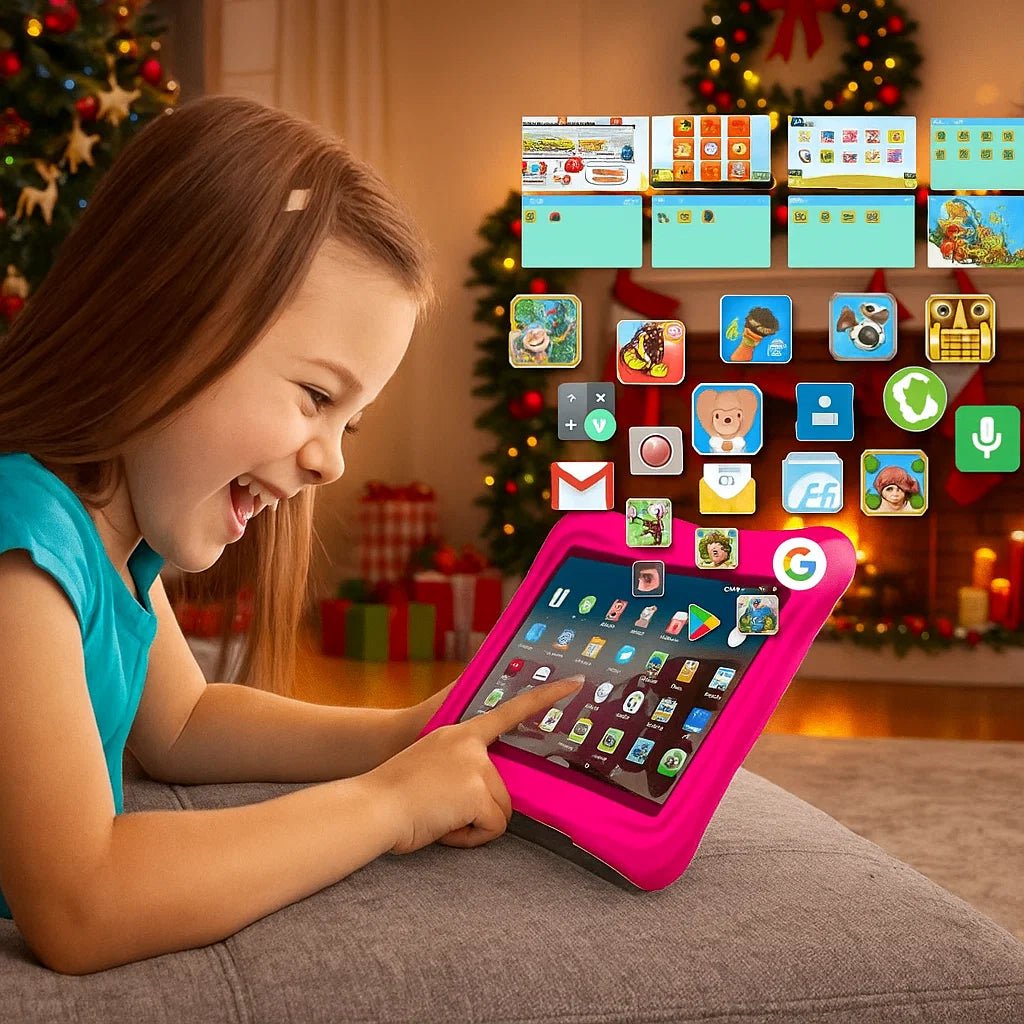 Kids Tablets with Dual Camera and 32 GB Storage, Learning Tablet for Kids with Protective Case and Stand