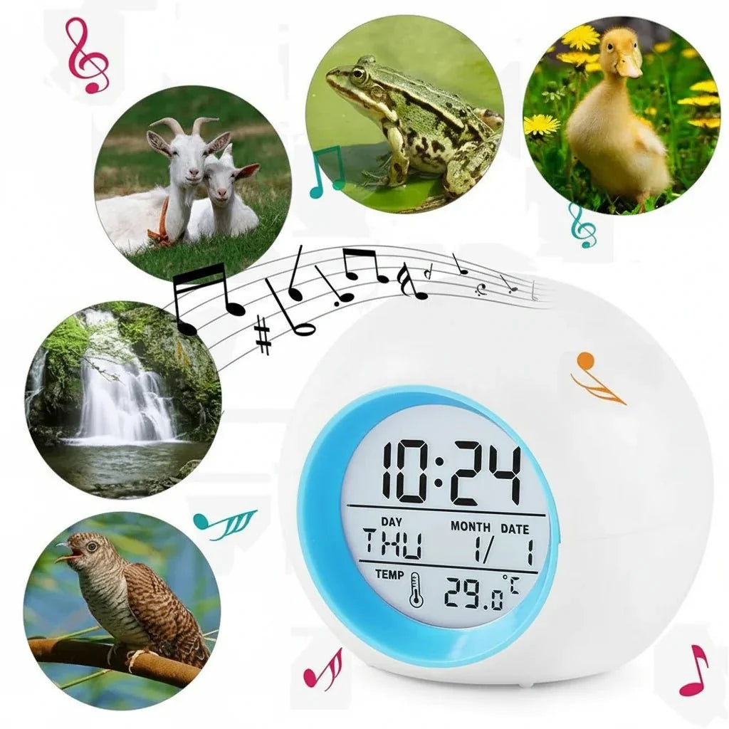 Childrens Alarm Clock with Night Light, Digital Alarm Clock with Snooze and Temperature, Kids Alarm Clock with 8 Sounds_05