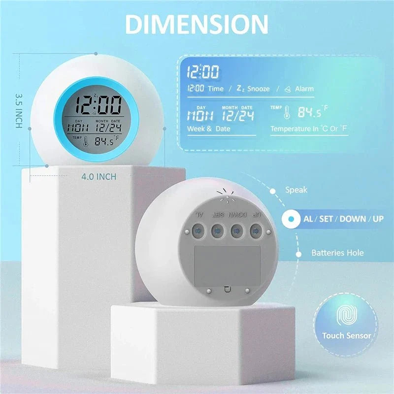 Childrens Alarm Clock with Night Light, Digital Alarm Clock with Snooze and Temperature, Kids Alarm Clock with 8 Sounds_06