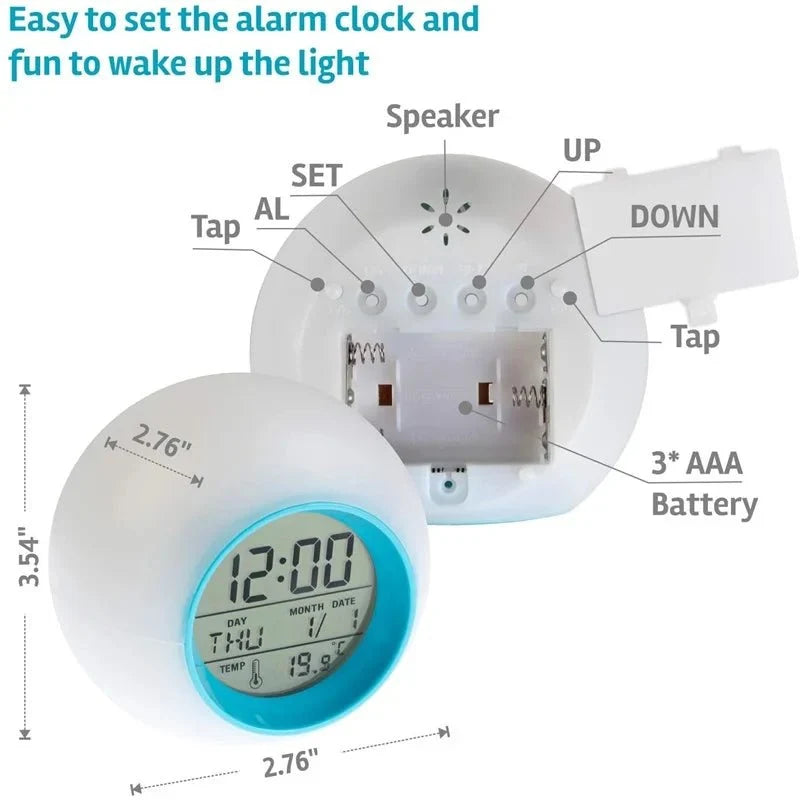 Childrens Alarm Clock with Night Light, Digital Alarm Clock with Snooze and Temperature, Kids Alarm Clock with 8 Sounds_07