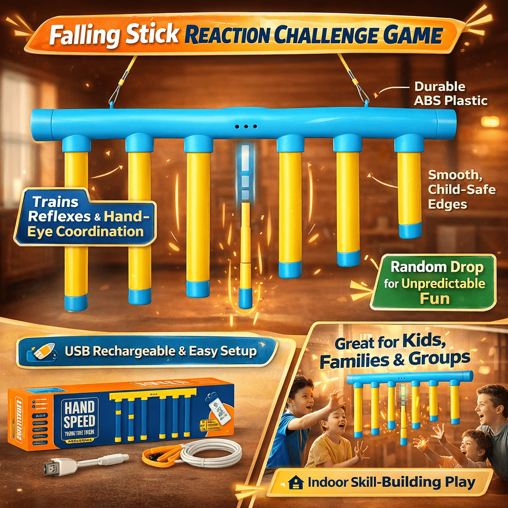 Family Game for Kids, USB Rechargeable Catch Stick Game with 3 Speeds, Falling Sticks Reaction Game for Reflexes_04