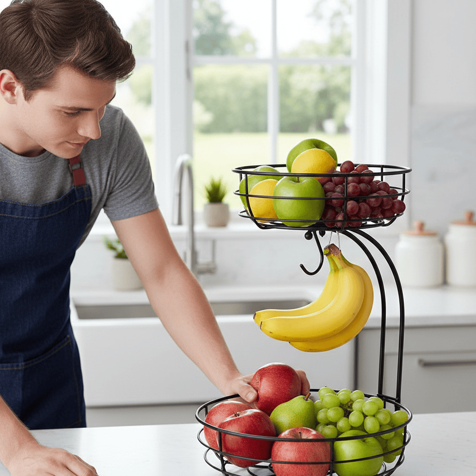 Fruit Bowl for Kitchen Storage, Kitchen Organiser for Fruit and Veg Storage – image 4