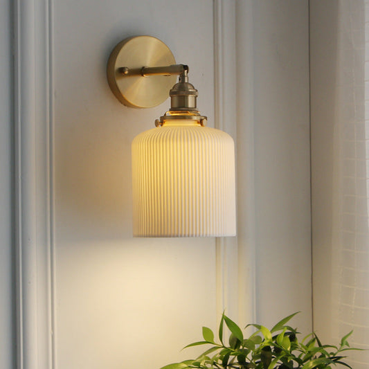 KiyoshiLight | Elegant Brass Pleated Glass Bathroom Wall Light 0