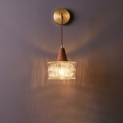 KiyoshiLight | Modern Elegant Glass Cone Wall Sconce Lamp with Walnut Accent 0
