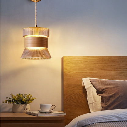 KiyoshiLight | Modern Elegant Glass Cone Wall Sconce Lamp with Walnut Accent 9
