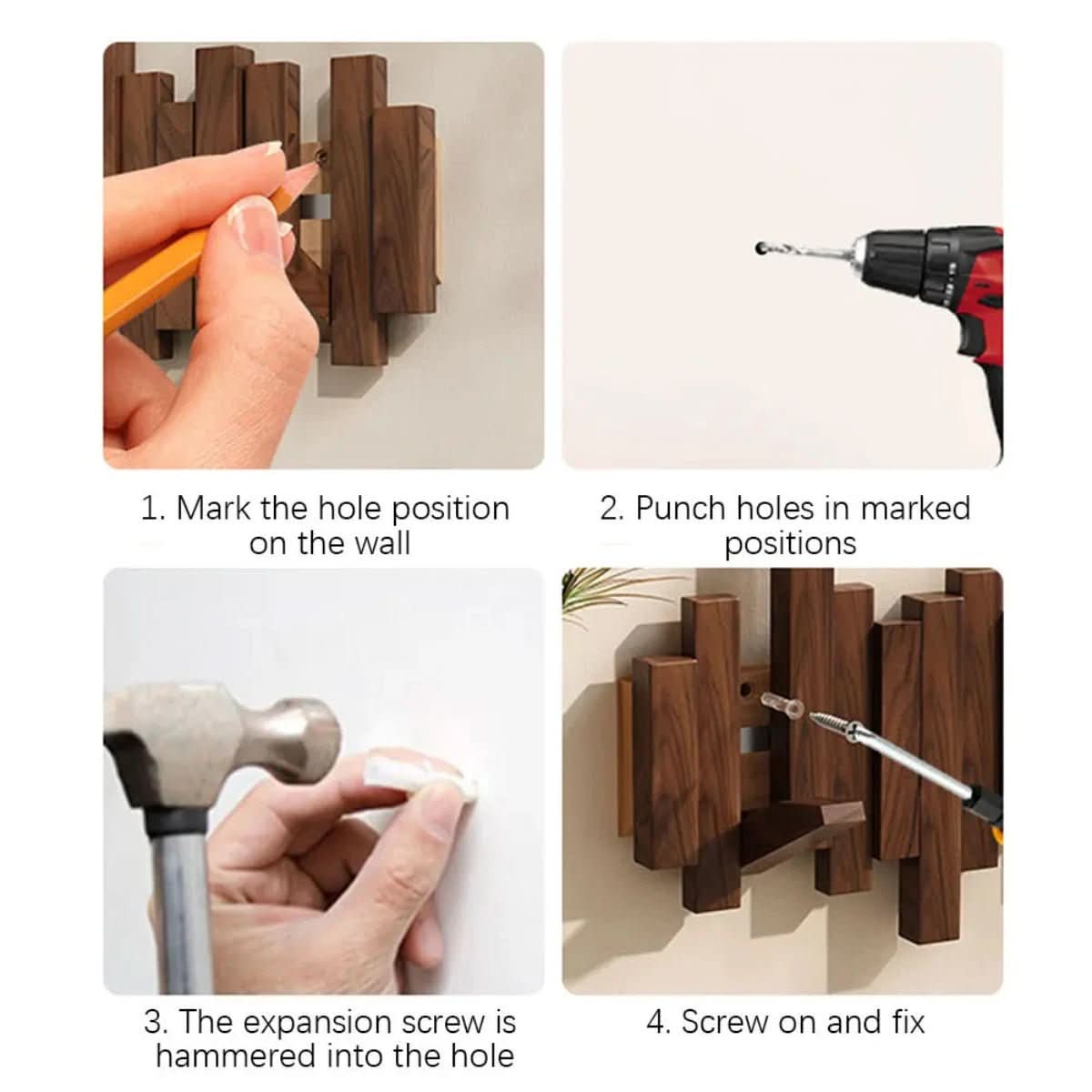 Wall Coat Rack, Wooden Coat Rack with Foldable Coat Hooks, Walnut or Beech Wood Piano Design for Hallway Storage_04
