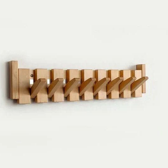 Coat Rack Wall Mounted, Wooden Wall Coat Rack with Folding Hooks in Piano Design, Wall Hooks for Coats, Hallway Storage_04