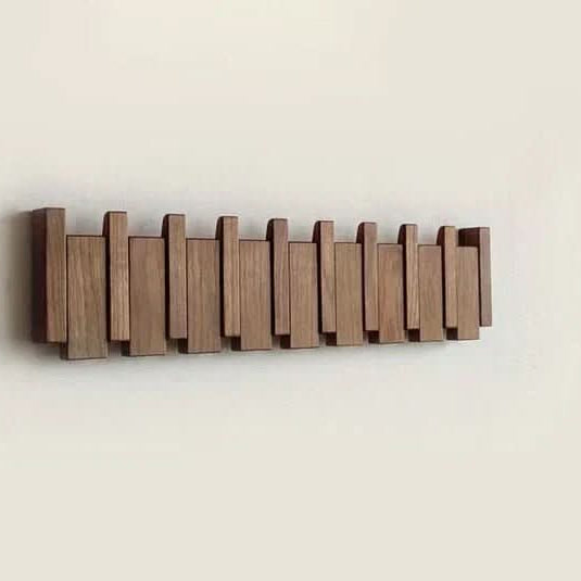 Coat Rack Wall Mounted, Wooden Wall Coat Rack with Folding Hooks in Piano Design, Wall Hooks for Coats, Hallway Storage_06
