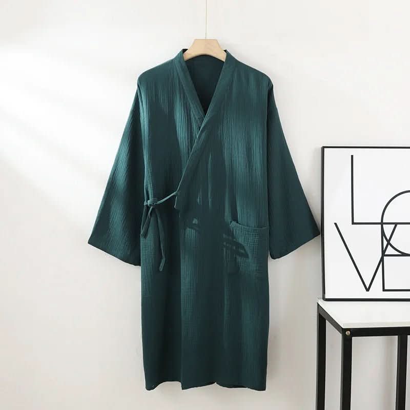 Mens Dressing Gown, Womens Dressing Gown, Lightweight Bathrobe with Tie Belt, Kimono Style Cotton Dressing Gown