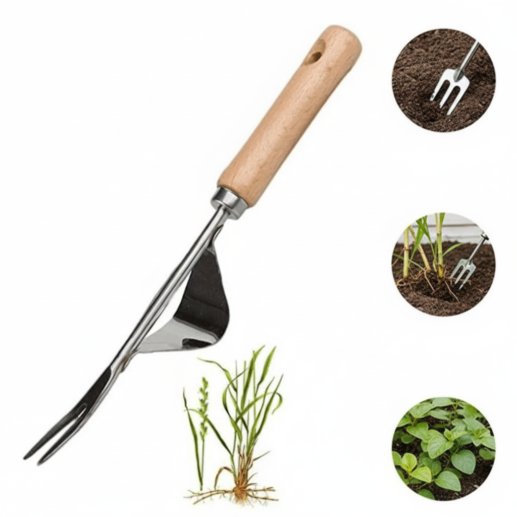 Weed Remover Tool with Ergonomic Handle, Garden Weeding Tool for Soil Loosening and Plant Care