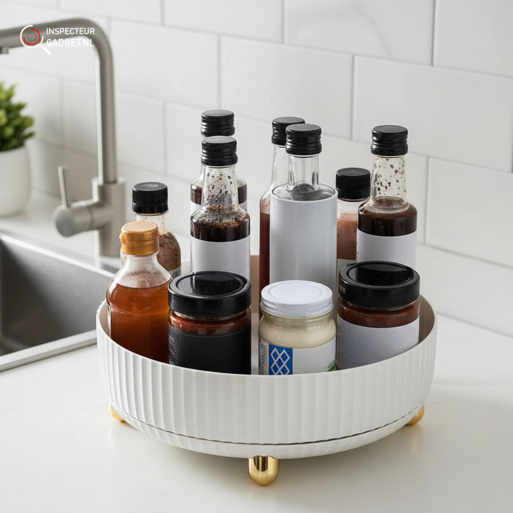Desk Organiser 360 Rotating, Lazy Susan Turntable, Bathroom Storage, Kitchen Cupboard Organiser for Pantry Storage_00