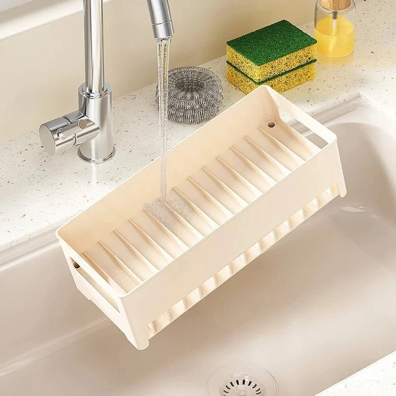 Kitchen Organiser for Sink with Removable Drip Tray, Sink Caddy, Sponge Holder, Tea Towel Holder for Kitchen Storage