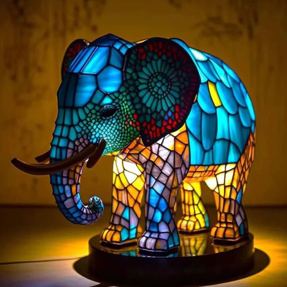 Table Lamp, Stained Glass Tiffany Lamp in Animal Design, Bedside Lamp for Living Room Mood Lighting_12