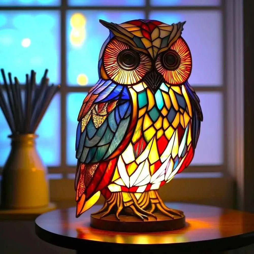 Table Lamp, Stained Glass Tiffany Lamp in Animal Design, Bedside Lamp for Living Room Mood Lighting_16