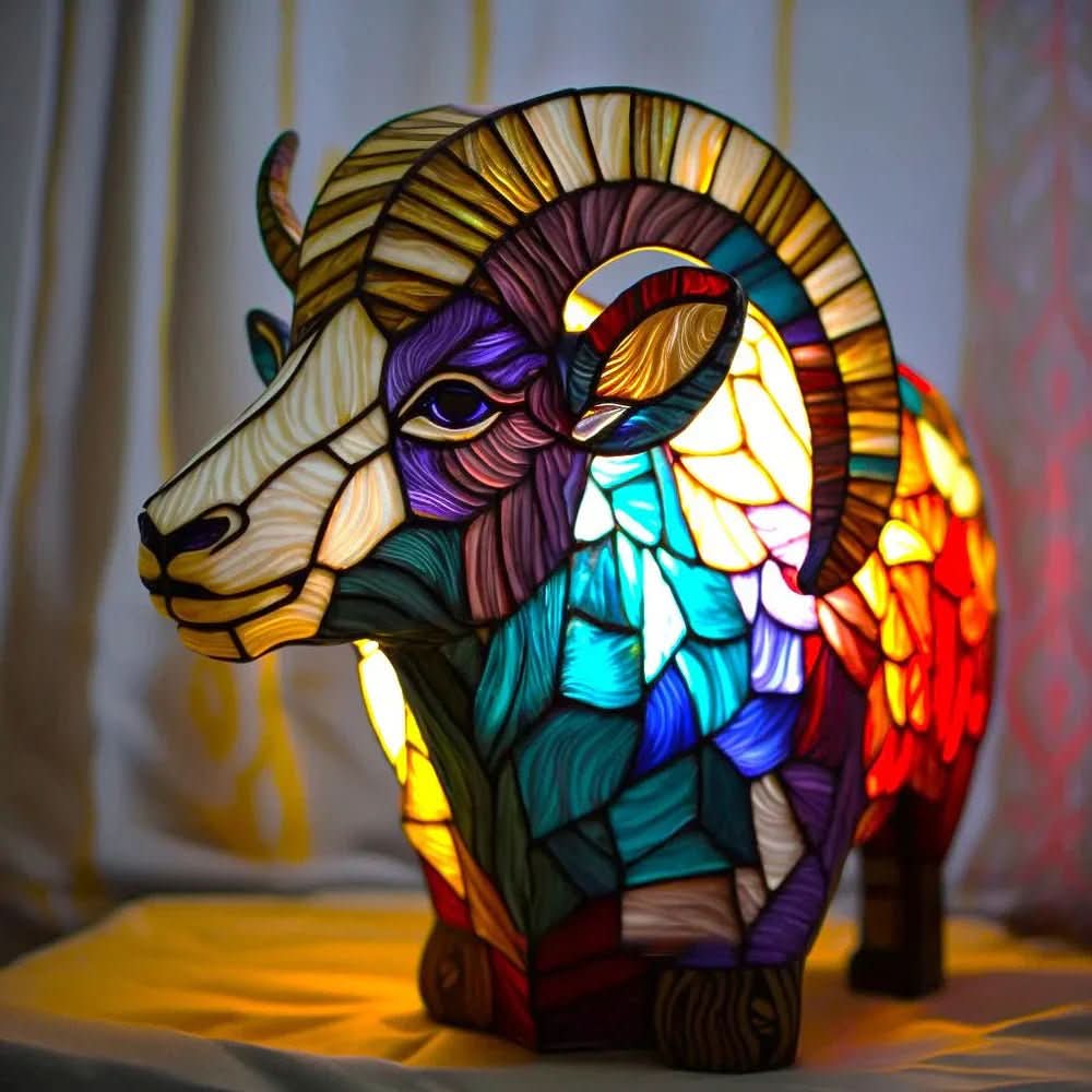 Table Lamp, Stained Glass Tiffany Lamp in Animal Design, Bedside Lamp for Living Room Mood Lighting_06