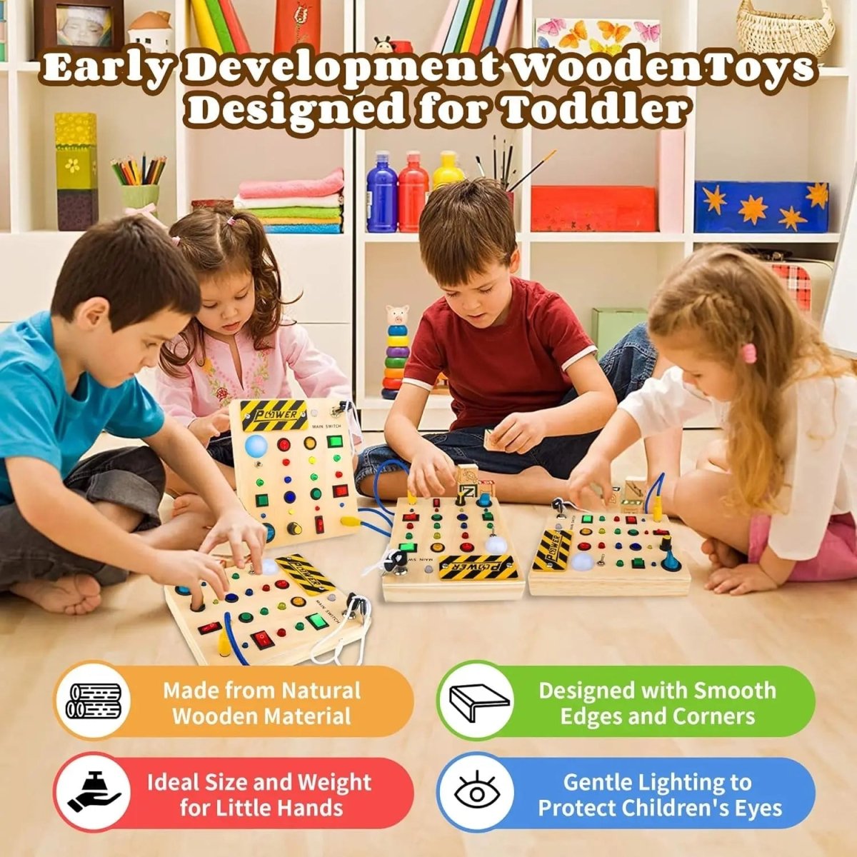 Montessori Busy Board, Wooden Sensory Board for Fine Motor Skills, Montessori Toys, Sensory Toys for Toddlers_05