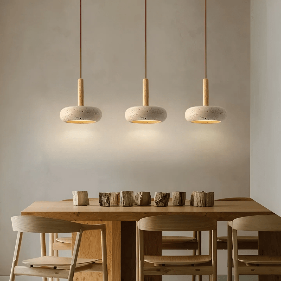 LED Ceiling Light, Wooden Pendant Light with Stone Shade, Retro Hanging Light Fittings in Japanese Style_00