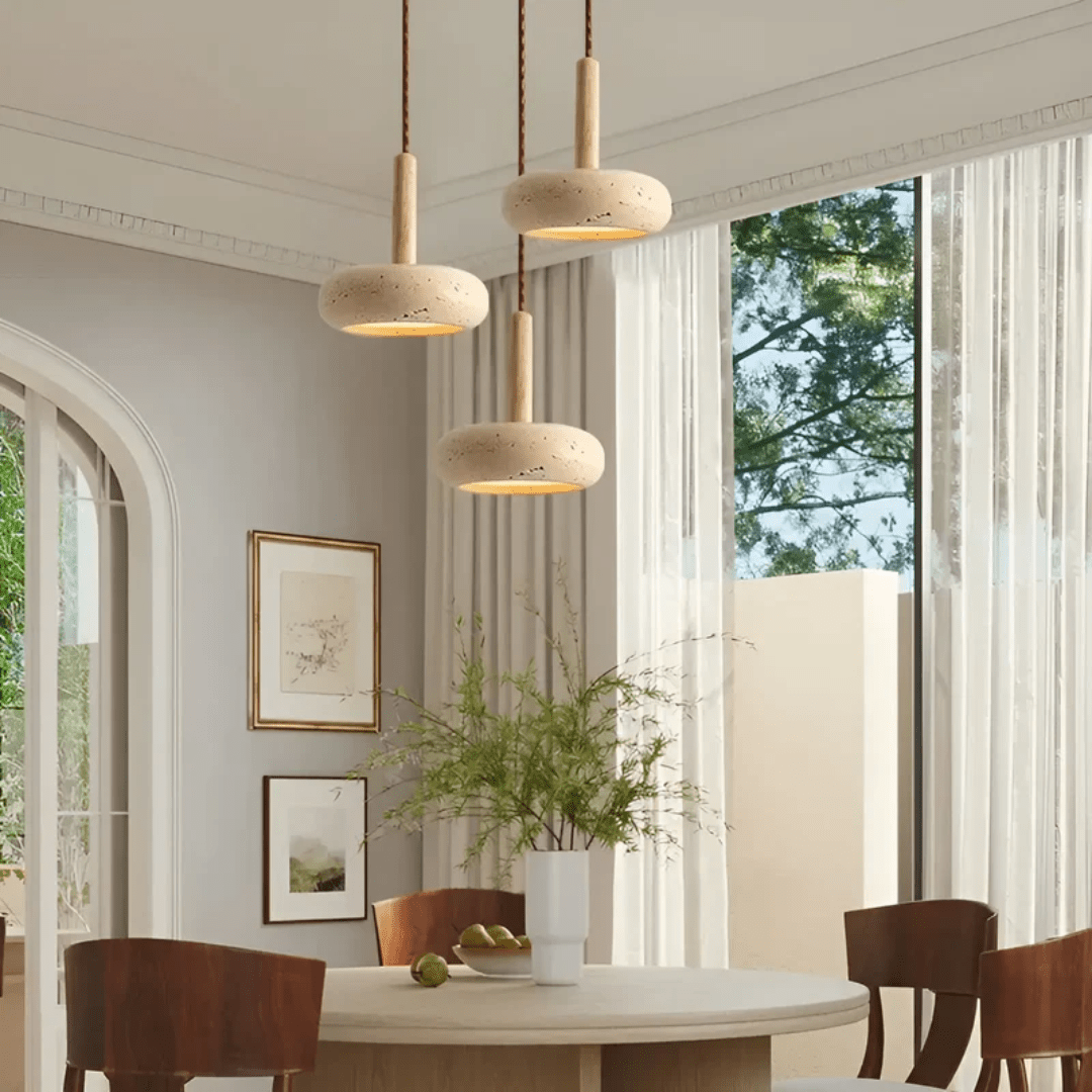 LED Ceiling Light, Wooden Pendant Light with Stone Shade, Retro Hanging Light Fittings in Japanese Style_01