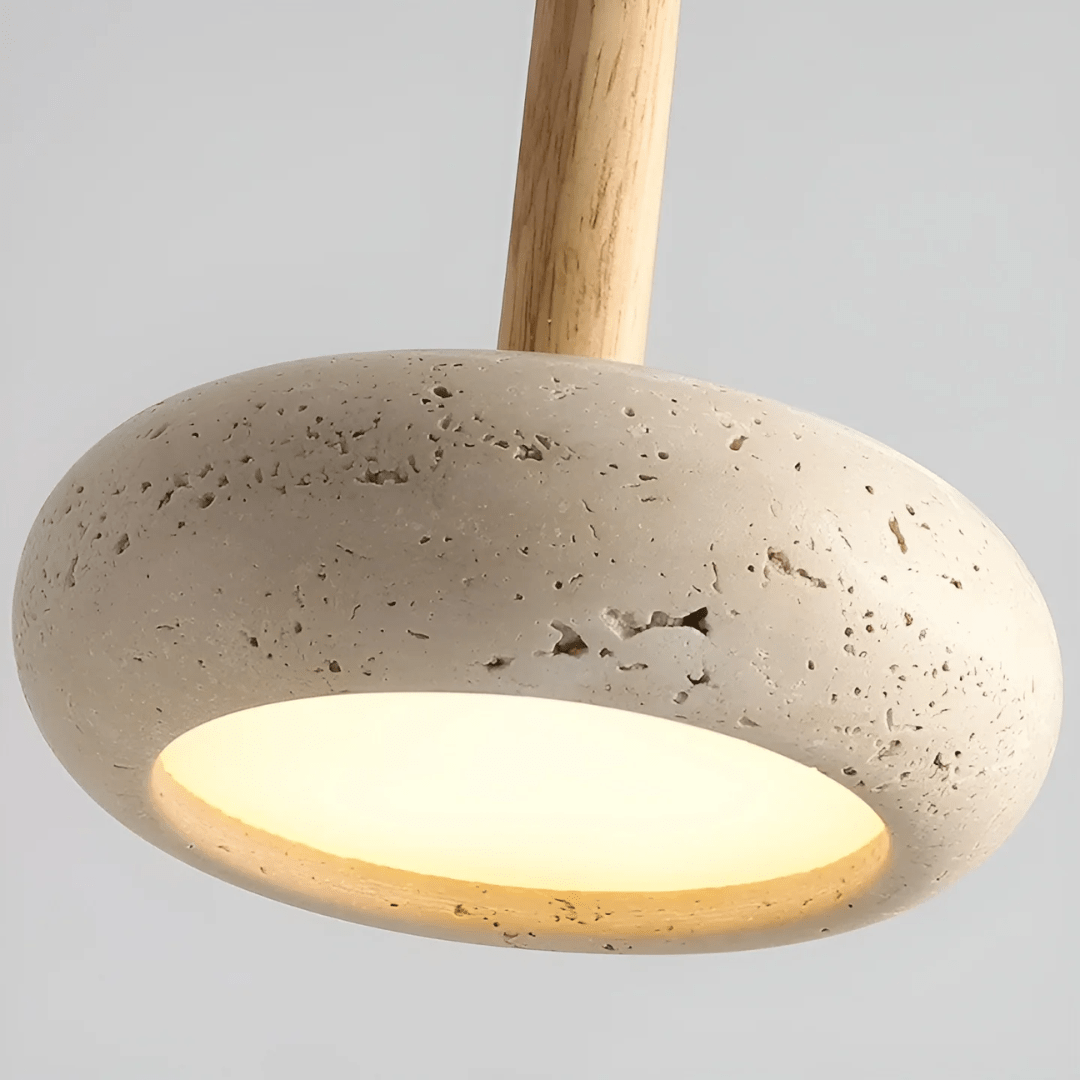 LED Ceiling Light, Wooden Pendant Light with Stone Shade, Retro Hanging Light Fittings in Japanese Style_07
