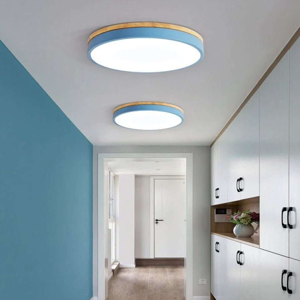 Ceiling Lights, Flush Ceiling Light Fitting in Wood and Metal, Wooden Ceiling Light for Bedroom, Kitchen Lighting_01